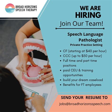 We Re Hiring Looking For A Fulfilling Career As A Speech Language Pathologist Join Our Pediatric Private Practice Team At Broad Horizons Speech Therapy Positions Available Cf Starting At 40 Hr We Re Hiring Looking For A Fulfilling Career As A Speech Language Pathologist Join Our Pediatric Private Practice Team At Broad Horizons Speech Therapy Positions Available Cf Starting At 40 Hr