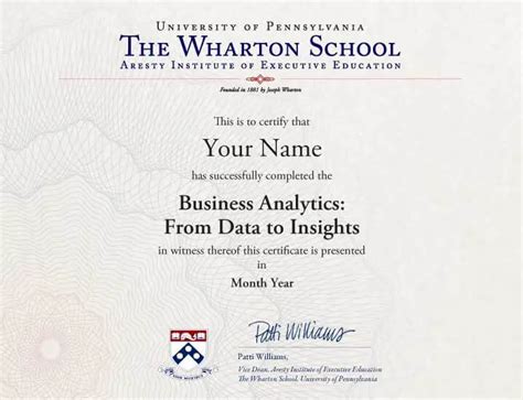 Wharton Business Analytics Program Data Analytics Certificate Wharton Business Analytics Program Data Analytics Certificate