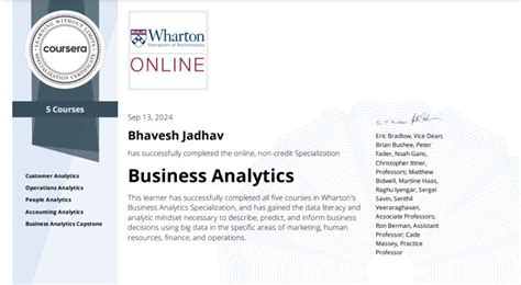 Wharton S Business Analytics Specialization Wharton S Business Analytics Specialization