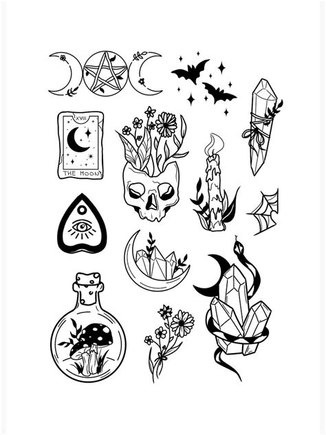 Witchy Tattoo Flash Sheet Art Board Print For Sale By Nikistattoos Redbubble Witchy Tattoo Flash Sheet Art Board Print For Sale By Nikistattoos Redbubble