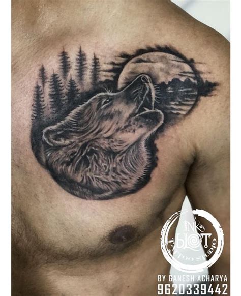 Wolf Moon Tattoo Chest 90 Meaningful Wolf Tattoo Ideas That Will Blow