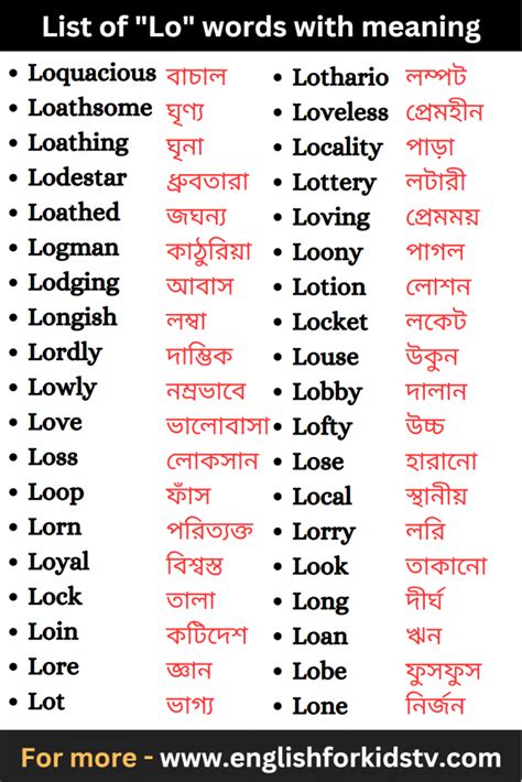 Lovely Words Starting Lo