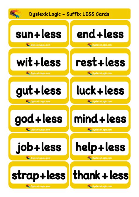 Words Ending in Less Suffix