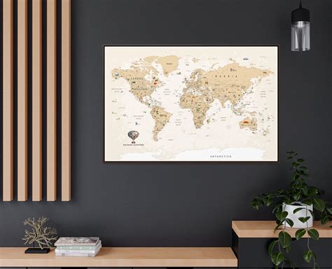 World Map Canvas And Poster A Personalized Travel Map Perfect Etsy